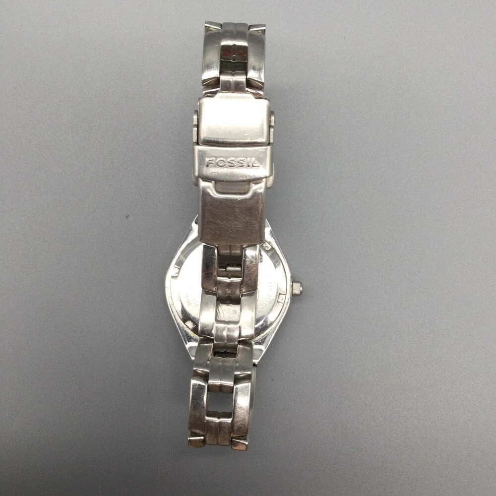 Fossil Womens Watch 29mm MOP Crystal Bezel 100M Stainless New Battery 6.75